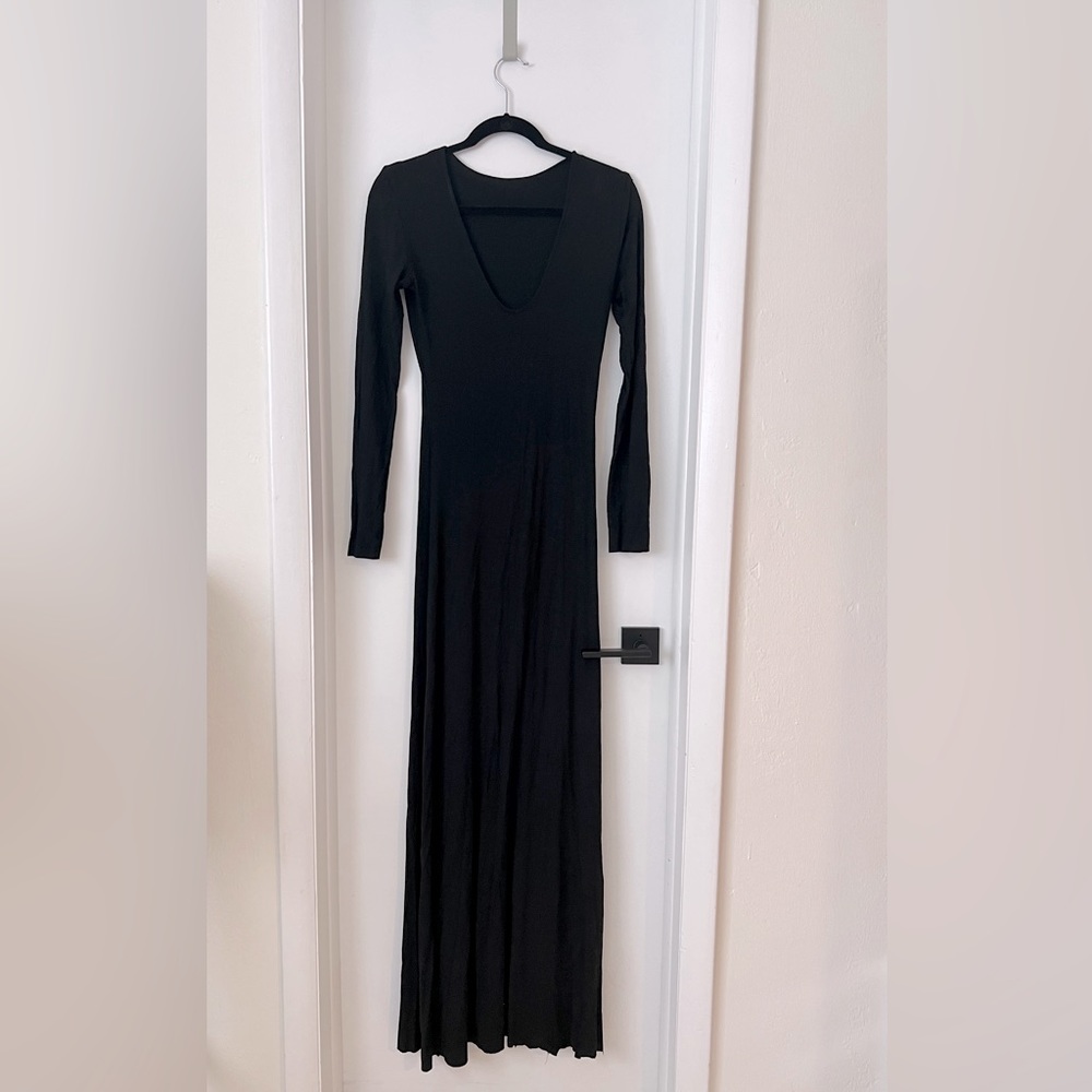 Long Sleeve Custom Made Black Maxi Dress